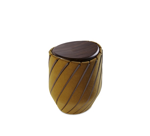 [65-310 V2-OB] Uchiwa Stool (37x160x100 H cm, Table top: Walnut wood veneer with matt finish. Legs: Available in Gold, Copper or Silver leaf with gloss finish.)