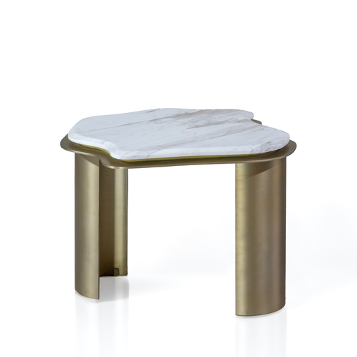 [202002707] Seagull Set Side Table (Alaska Grey Marble,L- 78.7 , W-81.2, Ht-60.9  L - 81.2 , W - 63.5 , h - 55.8  L - 55.8, W - 55.8, ht  - 55.8, Metal Polish -Distressed Brass)
