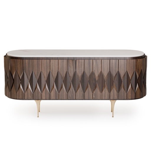 [16-702] Harlequin Sideboard (Cream/Black,DT-183x107x75H DC-66x66x72H CM, Powder Coated Aluminum Frame)