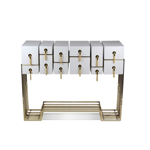 [21-104-02
] Lungta 128 Console (White,7x13x30 H CM, Porcelain)