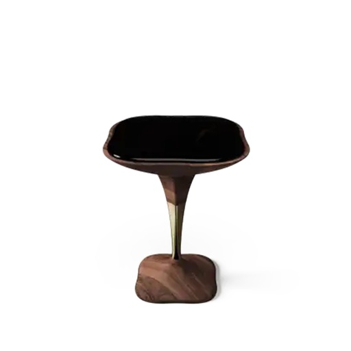 [34-513
] Apache Tears Side Table (Cream,8x26x53 H CM, Bronze-Patina/Brass)