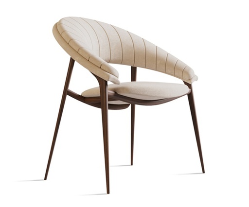 [62-122] Phu Cau Dining Armchair (Cream,8x26x53 H CM, Bronze-Patina/Brass)