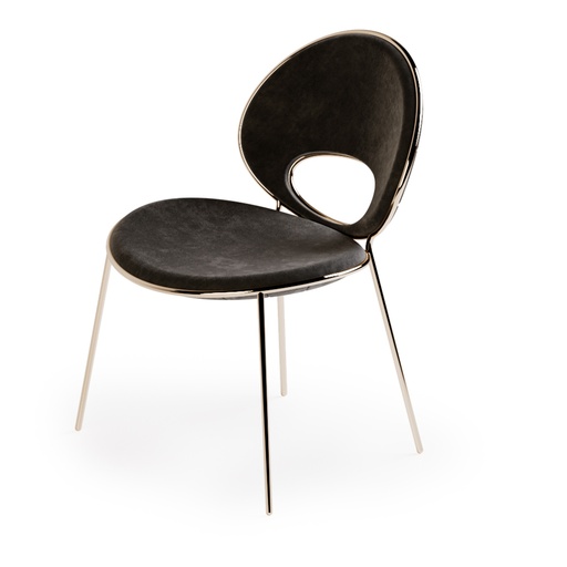 [61-603
] Black Pearl Chair (Cream,8x26x53 H CM, Bronze-Patina/Brass)