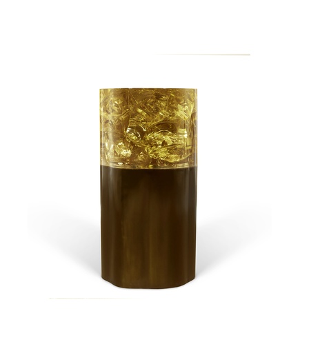 [1005-BRCR24] Rytel Table
(Bronze & Yellow Resin Cr24) (Grey,CC-80x85x77H ET-61x61x53H CM, Powder Coated Aluminum Frame)