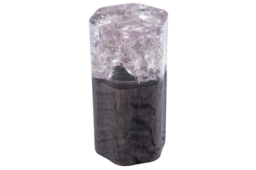 [1005-PC] Parchment Rytel Table
(Charcoal Parchment & Clear Amethyst) (Brown/Black,1SS-90x81x75H 3SS-208x81x72H CT-130x70x37H ST-72x72x43H, Powder Coated Aluminum Frame)
