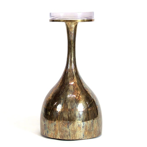 [1008] Magnifying Decanter Table
(Tortoise Brass) (Grey,CC-80x85x77H ET-61x61x53H CM, Powder Coated Aluminum Frame)