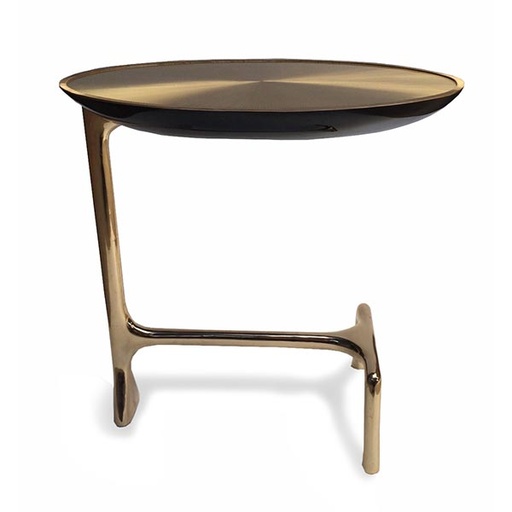 [1009-BS] Starburst Brass Uovo Side Table (Grey,CC-80x85x77H ET-61x61x53H CM, Powder Coated Aluminum Frame)