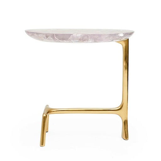 [1009-IRCA] Resin Uovo Side Table
(Clear Amethyst) (Purple/Silver,60x60x60H, Resin/Oak)