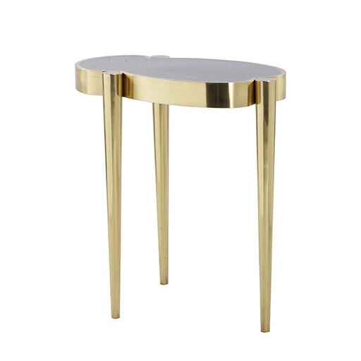 [1017-BRASSPC] Brass Fermo Side Table (Grey,CC-80x85x77H ET-61x61x53H CM, Powder Coated Aluminum Frame)
