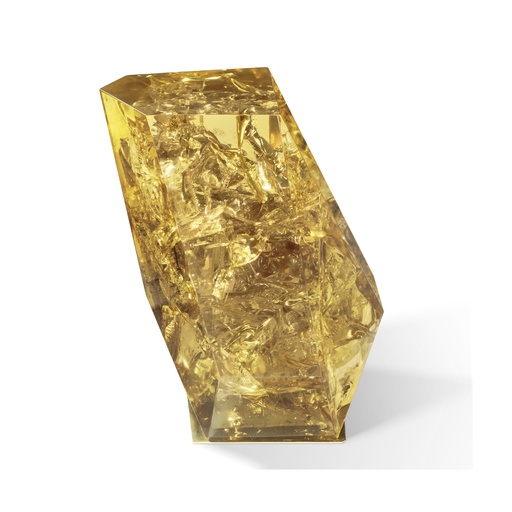 [1048-CR24] Radiant Side Table
(Yellow Cr-24) (Cream,8x26x53 H CM, Bronze-Patina/Brass)