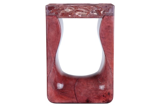 [1049-PEIR] Spiagga Side Table
(Eggplant) (White Grey Marble,Dia56x42x44 cm, Metal Polish -Distressed Brass)