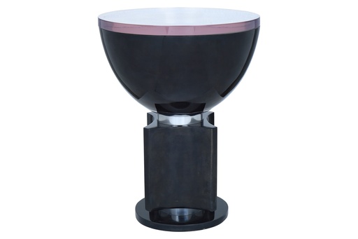 [1050] Elba Side Table
(Charcoal) (White Grey Marble,Dia56x42x44 cm, Metal Polish -Distressed Brass)