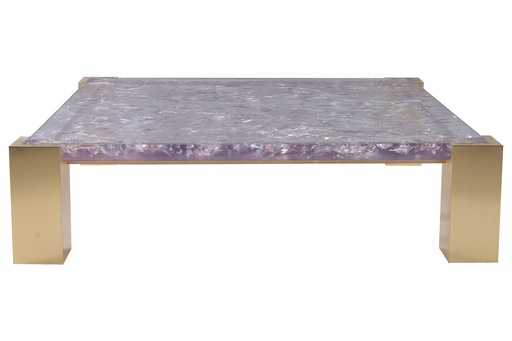[2001-PINLAY] Mioni Coffee Table
(Sylvan Parchment Inlay Motif) (Brass,Brush Polished Brass)