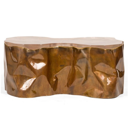 [2016] Crunch Coffee Table (White Onyx And Light Gold,L - 99.06 , W- 43.2 , ht - 53.3, Light Gold On Metal)