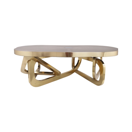 [2022-LE] Etched Brass Olivers Coffee Table
Limited Edition
(Hand Etched Brass W/Agate) (White Onyx And Light Gold,102x50x49 cm, Light Gold On Metal)