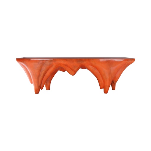 [3025-PO] Arctic Console Table
(Orange Parchment) (Brass,Brush Polished Brass)