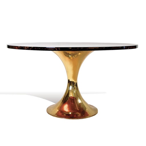 [4002-BPIR-AMBER] Tulip Table  (Cream,33x150x90 H CM, Shagreen/Brass )