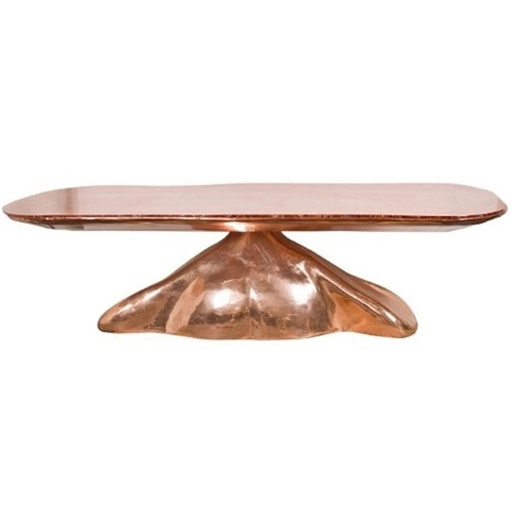 [4006] Copper Dining Table (Cream,33x150x90 H CM, Shagreen/Brass )