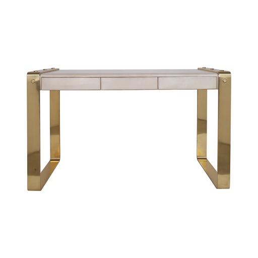 [5002-PNBP] Parchment Lug Desk
(Natural & Brass) (Cream,33x150x90 H CM, Shagreen/Brass )