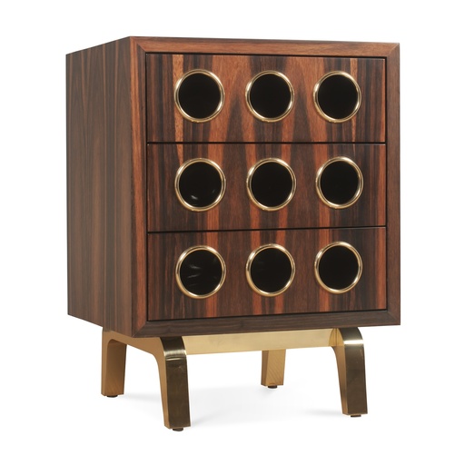 [6018-BT] Marseilles Ebony 3-Drawer Bedside Table (81x120x181, Goatskin)