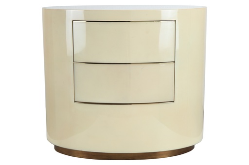 [6032-PN] Orta Bedside Table
(Natural Parchment) (Cream,8x26x53 H CM, Bronze-Patina/Brass)