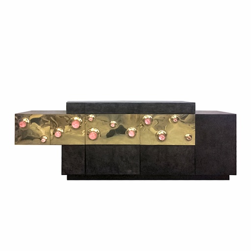 [7027-PCBP-GEM] Gem Cabinet (Green/Cream,Lounge-150x88x85H Ottoman-150x61x40H, Powder Coated Aluminum Frame)