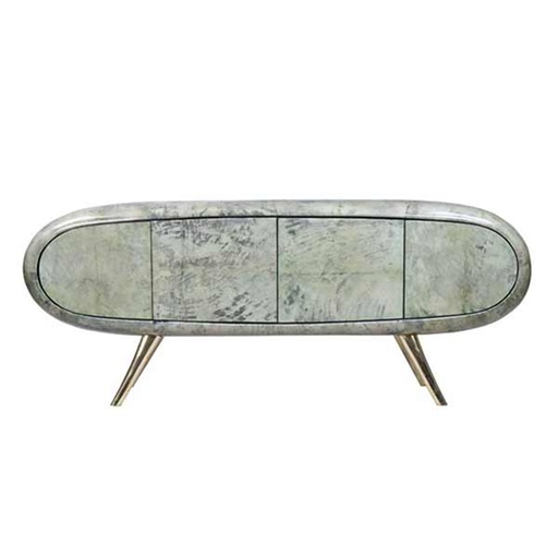 [7028-PL] Roly Poly Cabinet (Green/Cream,Lounge-150x88x85H Ottoman-150x61x40H, Powder Coated Aluminum Frame)