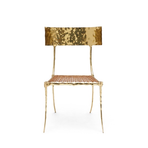 [9007] Aqua Brass Klismos (Cream,40x60x60H CM, D1 Shagreen)