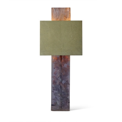 [TL-1] Shagreen On The Rock (Sq) Lamp
(Champagne Icr & Celadon Shagreen) (Grey,CC-80x85x77H ET-61x61x53H CM, Powder Coated Aluminum Frame)