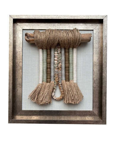 [208002432] Woven Wall Art (Cream,60x35x60 52x35x55 44x35x50, Onyx/Shagreen)