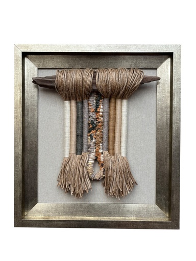 [208002437] Woven Wall Art (Multicolour,45x50 H CM, Fabric Jute And Wool)