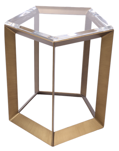 [ELT-202002860] Hexa Gold Side Tables – Set of Two (Bronze/Gold/Acrylic,55x55x60H CM, Top Acrylic ,Base Metal)