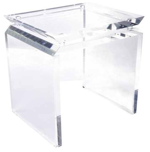 [ELT-202002861] Cube Acrylic Side Table (Multicolour,40x40 H CM, Fabric Jute And Wool)
