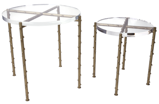 [ELT-202002862] S/2 Side Table Top Acrylic & Base Steel
Finish: Top Acrylic  (Cream,DIA50xH60 DIA40xH55, Shagreen/Brass)