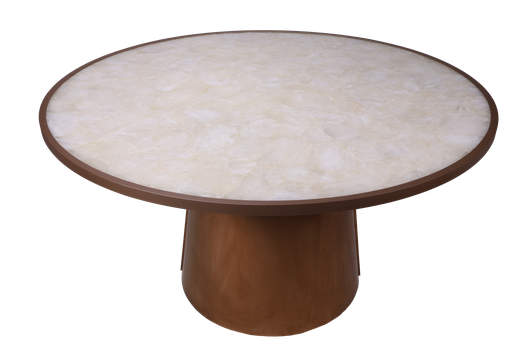 [ELT-202001597] Rock Crystal Top With Brass Frame And Metal Base  (Multicolour,45x50 H CM, Fabric Jute And Wool)