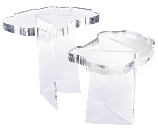 [ELT-202001595] Coffee Table Saudi Map- Acrylic Finish (Cream,DIA50xH60 DIA40xH55, Shagreen/Brass)