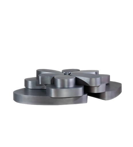 [202001494] Set of 12 Contour Pebble Coffee Table (Alaska Grey Marble,L- 78.7 , W-81.2, Ht-60.9  L - 81.2 , W - 63.5 , h - 55.8  L - 55.8, W - 55.8, ht  - 55.8, Metal Polish -Distressed Brass)