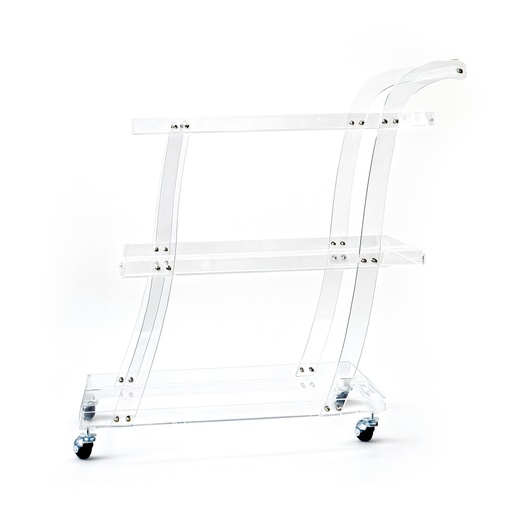 [20200100020] Service Trolley (Brass/White,300x120x75H CM, Top With Brass Frame And Metal Base)