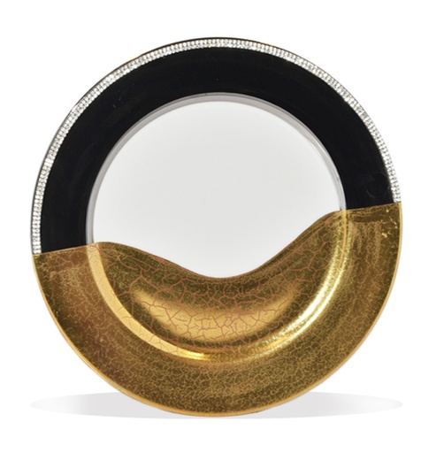 [101001048] Swarovski Charger Plate (Black/White/Gold,DIA 31CM, Crystal)