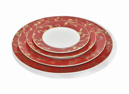 [101001071] Table Setting S/4 Gold Ruby Placesettings (White,14x19x40 H CM, Porcelain)