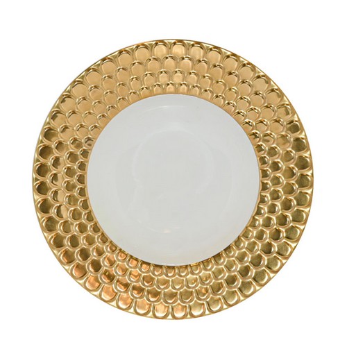 [101001289] Aegean Butter (Gold/White,DIA 21CM, Porcelain)