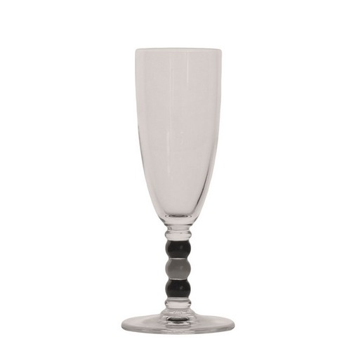 [101002135] Flute  Boules Noir Et Blanc (Clear,7x23.5H CM, Glass)