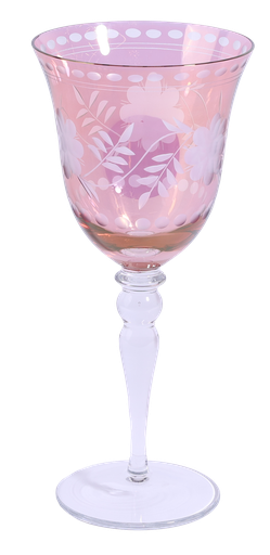 [101002184] Glass Cut Luster Red Water Gobelt (Apricot,DIA32xH16, Glass)