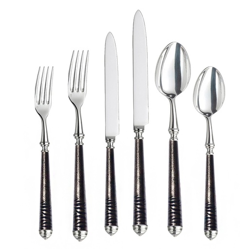 [101003005] Set Of 6 Poudre Black Silver Placesetting Cutleries