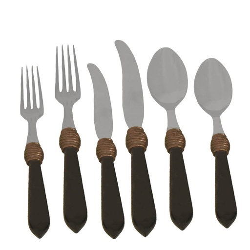 [101003013] S/6 Contemporain Black+ Copper Plce Setting (Gold,Brass)