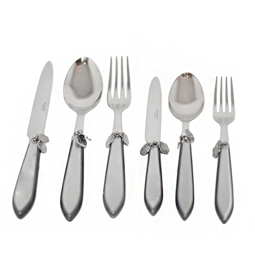 [101003025] Set Of 6  Hippy Grey Cutleries (Black/Gold,3x20 H CM, Stainless Steel)