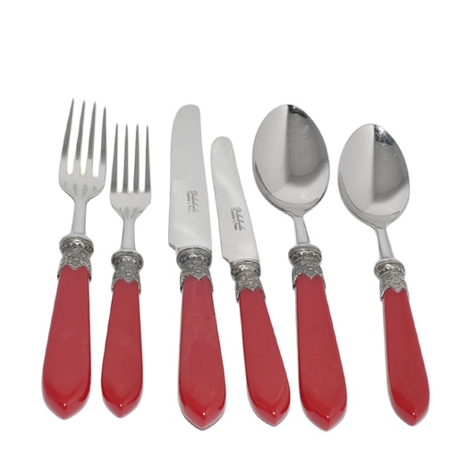 [101003032] Set Of 6 Red Placesetting Cutleries (Gold,Brass)