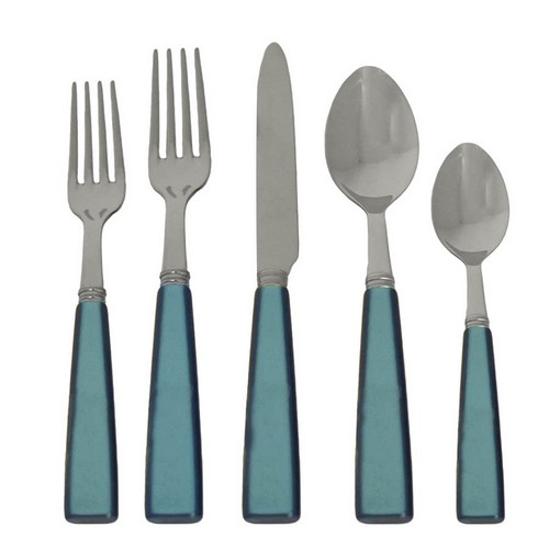 [101003042] S/5 Cuttlery Turquoise (Black/Gold,3x20 H CM, Stainless Steel)