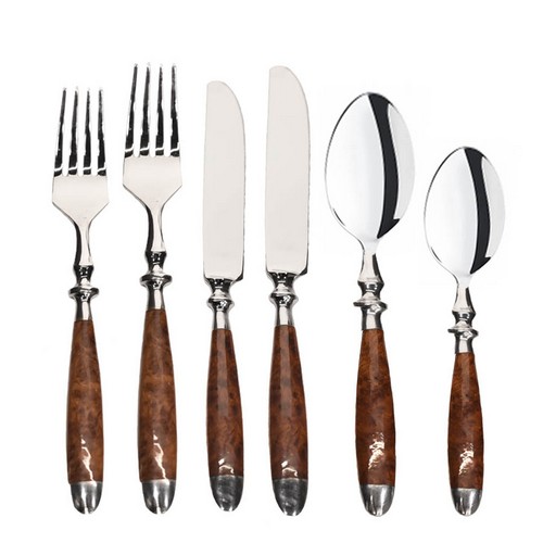[101003187] S/6 Cutlery Brown (Silver,21.5x2.5, Stainless Steel)