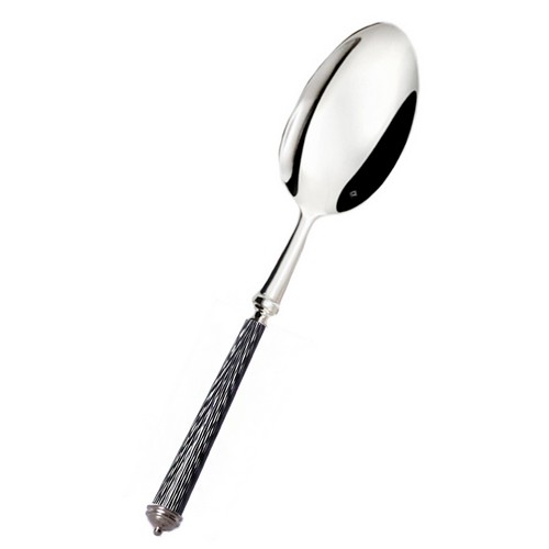 [101003228] Serving Spoon Wave Sp Black (Silver,21.5x2.5, Stainless Steel)